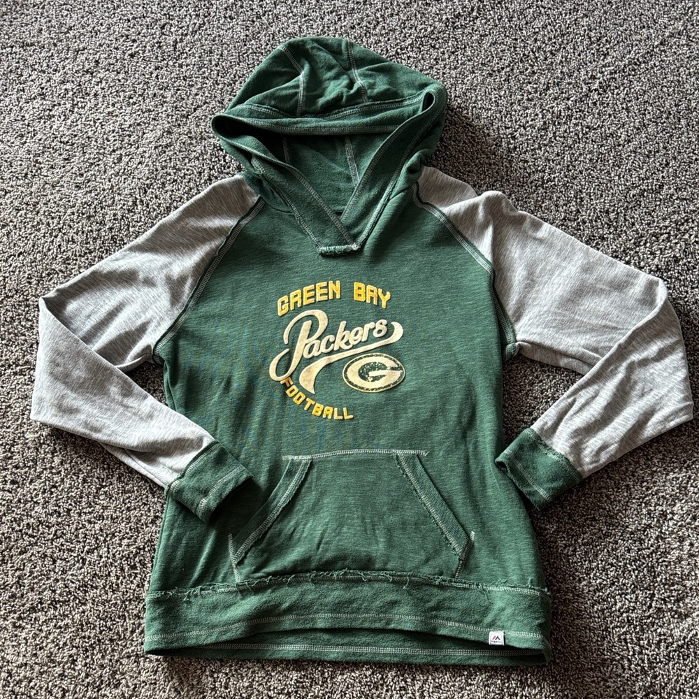 Green Bay Packers Women's Green and Gray Hoodie